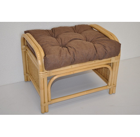 Oliver rattan zsámoly mézszínű barna melírozott párnával Oliver rattan zsámoly mézszínű barna melírozott párnával