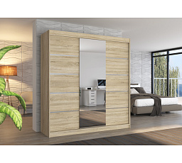 Tolóajtós szekrény tükörrel BERGEN 200 Sonoma+Sonoma