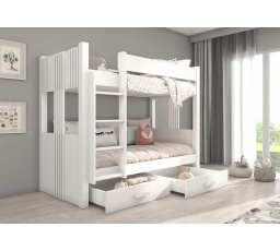 Kétszemélyes emeletes ágy matracokkal ARTA 180x80 Fehér+Fehér