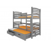 Háromszemélyes emeletes ágy matracokkal SORIA Szürke