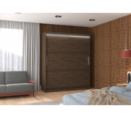 Tolóajtós szekrény LED világítással LINCOLN 180 Choco+Choco