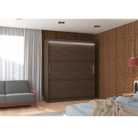 Tolóajtós szekrény LED világítással LINCOLN 180 Choco+Choco