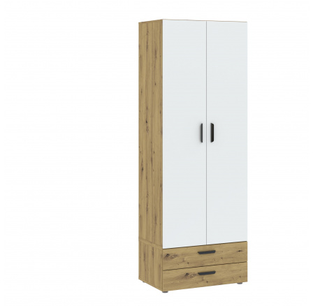 BASIC 2D2S ruhásszekrény talapzattal, Artisan Tölgy/Fehér
