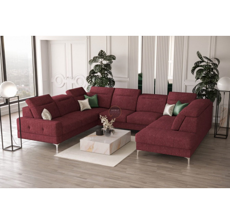 NAROŻNIK TAPICEROWANY MALIBU MAX I 260x350x220 CM - Odcienie czerwieni , Strona lewa