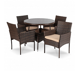 Zestaw Mebli Ogrodowych AZUL Brązowy/Beżowy