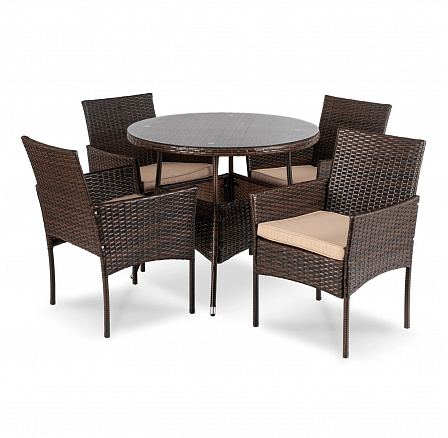 Zestaw Mebli Ogrodowych AZUL Brązowy/Beżowy