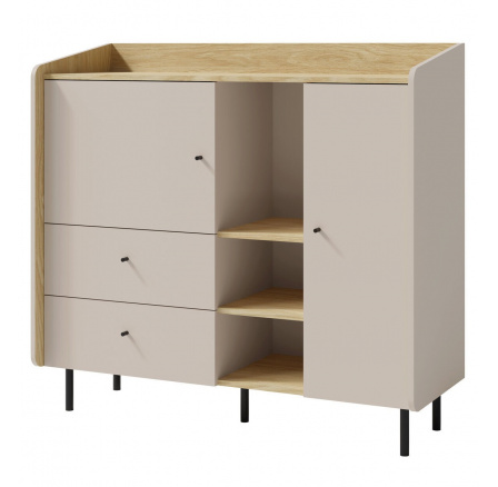 ALESSIO AE 8 komód, Bézs-homok/Tölgy olajozott