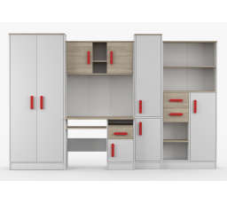 MACIUS gyerekszoba, Fehér Matt/Sonoma Tölgy/Piros