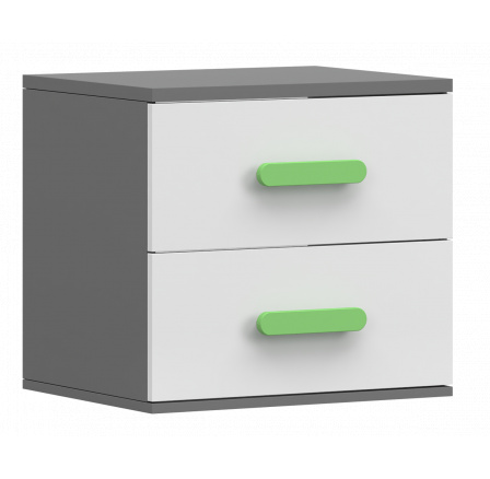 SMYK II - 22 éjjeliszekrény - Szürke/Fehér/Zöld