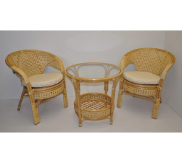 Ratanová sedací souprava Kina medová polstr béžový melír