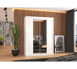 Tolóajtós szekrény tükörrel INESS 150 Fehér+Fehér