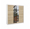 Tolóajtós és tükrös ruhásszekrény SANTIAGO 200 Fehér+Sonoma