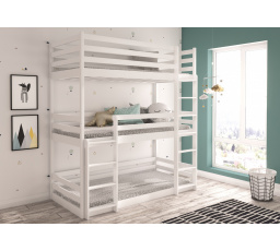 Háromszemélyes emeletes ágy matracokkal TEDRO 180x80 Fehér