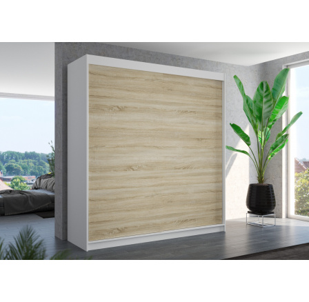 TOLÓAJTÓS RUHÁSSZEKRÉNY TERECIA 200 Fehér+Sonoma