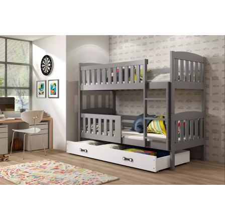 KUBUŚ PIĘTROWE RAMA GRAFIT SZUFLADA BIAŁY 90 X 200 KPL