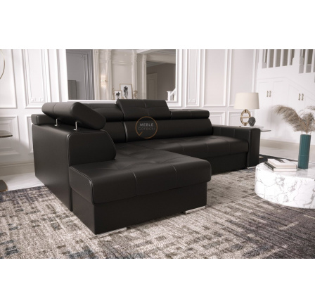 NAROŻNIK MARGO I 265×185 SKÓRA NATURALNA - Strona lewa , Skóra czarna