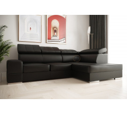 NAROŻNIK ROYAL I 260×185 SKÓRA NATURALNA - prawa , Skóra czarna