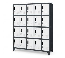 Fém zárható öltözőszekrény antracit-fehér: ROBERT, 1360 x 1720 x 450 mm