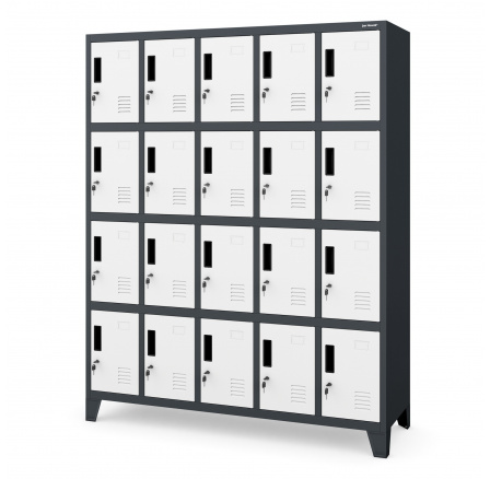 Fém zárható öltözőszekrény antracit-fehér: ROBERT, 1360 x 1720 x 450 mm