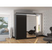 Tolóajtós szekrény tükörrel és LED világítással VIKI 180 Fekete+Fekete