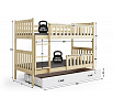 KUBUS emeletes gyerekágy fiókkal 90x200 cm, matracokkal együtt, Természetes/Fehér