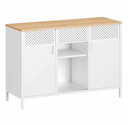 Komód 110x40x76cm, fém, fehér, AUK-E1420 WT