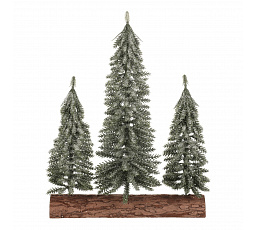 Lucfenyő tuskón - hármas, mini, 34 cm, zöld, deres