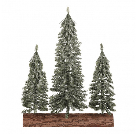 Lucfenyő tuskón - hármas, mini, 34 cm, zöld, deres Lucfenyő tuskón - hármas, mini, 34 cm, zöld, deres