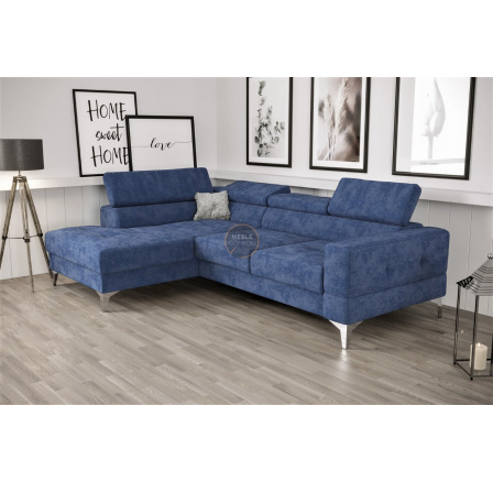 NAROŻNIK TOSCANIA MINI Z FUNKCJĄ SPANIA 170x250 CM - Odcienie niebieskiego , lewa