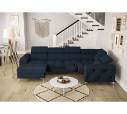 NAROŻNIK ORION MAX III RELAX Z FUNKCJĄ SPANIA 165x320x190 CM - Odcienie granatu , prawa