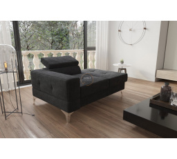 SOFA JEDNOOSOBOWA TOSCANIA I SZEZLONG 135 CM - Odcienie czarnego , Szezlong po prawej - prawa strona