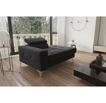 SOFA JEDNOOSOBOWA TOSCANIA I SZEZLONG 135 CM - Odcienie czarnego , Szezlong po prawej - prawa strona