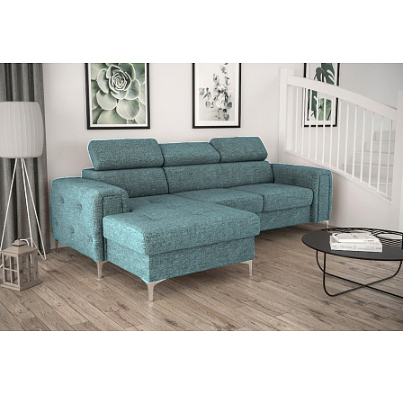 NAROŻNIK ORION MINI LEWY Z FUNKCJĄ SPANIA 255x165 CM AR75 (ODCIENIE NIEBIESKIEGO) - SZYBKA WYSYŁKA