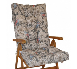 Polstr na teakové zahradní křeslo vysoké - motiv ptáci na tmavé