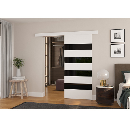 MILOU 96 White+Black Lacobel tolóajtó a falra