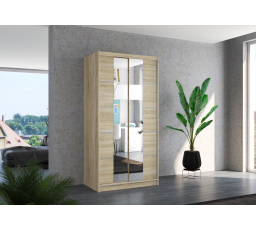 Tolóajtós szekrény tükörrel KSAWER 100 Sonoma+Sonoma