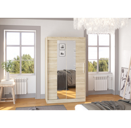 Tolóajtós szekrény tükörrel SANTOS 120 Sonoma+Sonoma