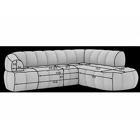 Tontano corner sofa with sleeping function and electrically extendable seat, white bouclé, right-hand side Royal 01 183x77 Right