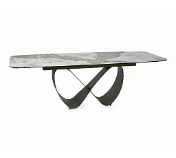 INFINITY Ceramic étkező kinyitható asztal, 160(236)x95 cm, Pandoro Fehér Fényes / Réz