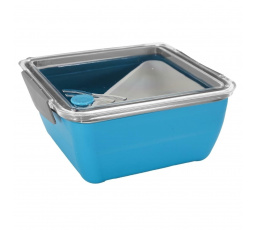 Sötétkék, 2,6 literes, elosztott ebéddoboz villával