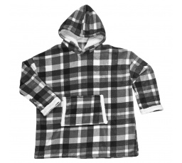 Bélelt kockás pulóver / fekete snuddie