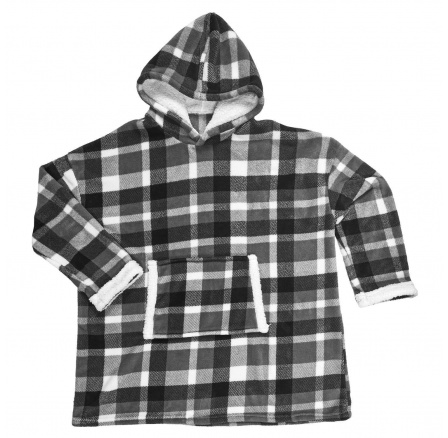 Bélelt kockás pulóver / fekete snuddie