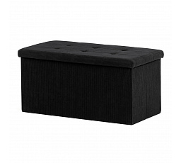 Taburet s úložným prostorem, černá, manšestrová látka, TAB-472 BK6