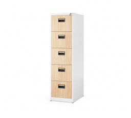 Fém iratszekrény SARA V5, 460 x 1630 x 620 mm, Eco Design: fehér/ sonoma tölgy
