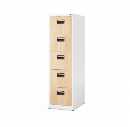 Fém iratszekrény SARA V5, 460 x 1630 x 620 mm, Eco Design: fehér/ sonoma tölgy