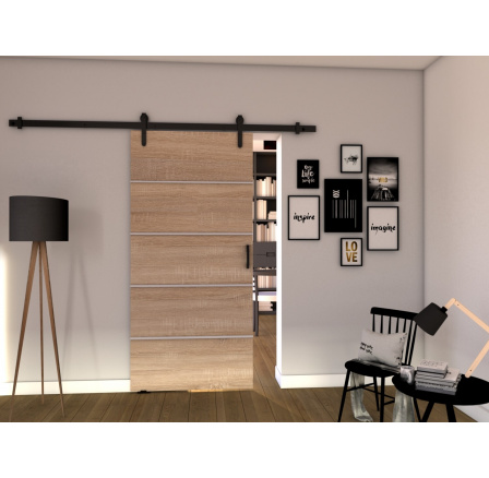 Posuvné dveře LOFT B90, Sonoma/Černá Posuvné dveře LOFT B90, Sonoma/Černá
