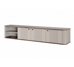 Szafka RTV wisząca Vesper 3D 187 cm - kaszmir / orzech / czarne uchwyty