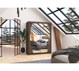 Tolóajtós szekrény tükörrel ALEN 150 Choco+Choco