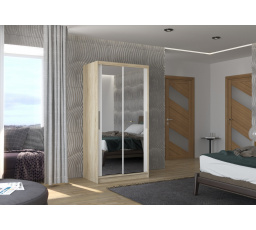 Tolóajtós szekrény tükörrel NEVIO 100 Sonoma+Fehér