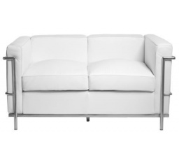 Kétszemélyes kanapé Kubik fehér bőr TP